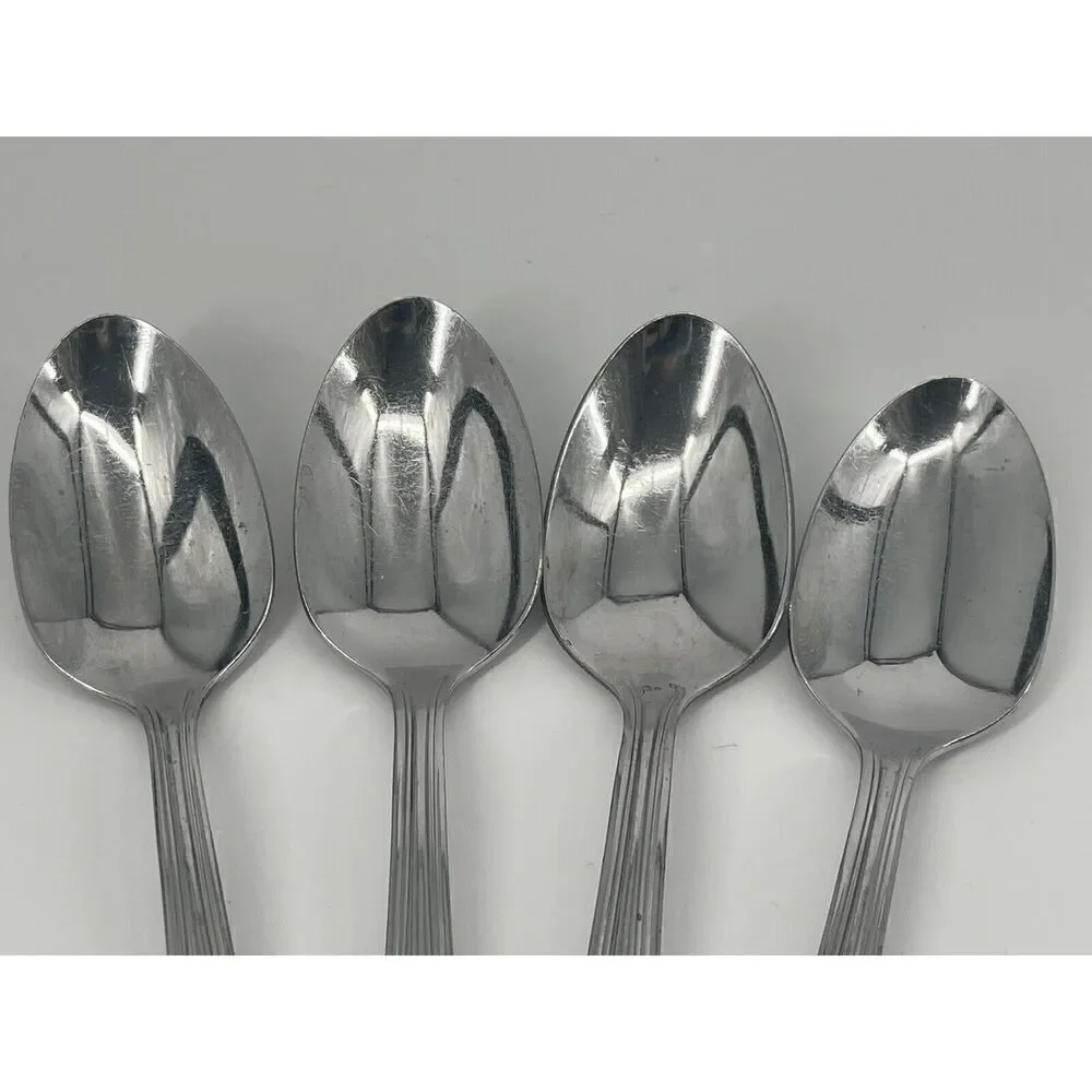 Oneida Parade Stainless Glossy Outline Thor Teaspoons 6” Set Of 4